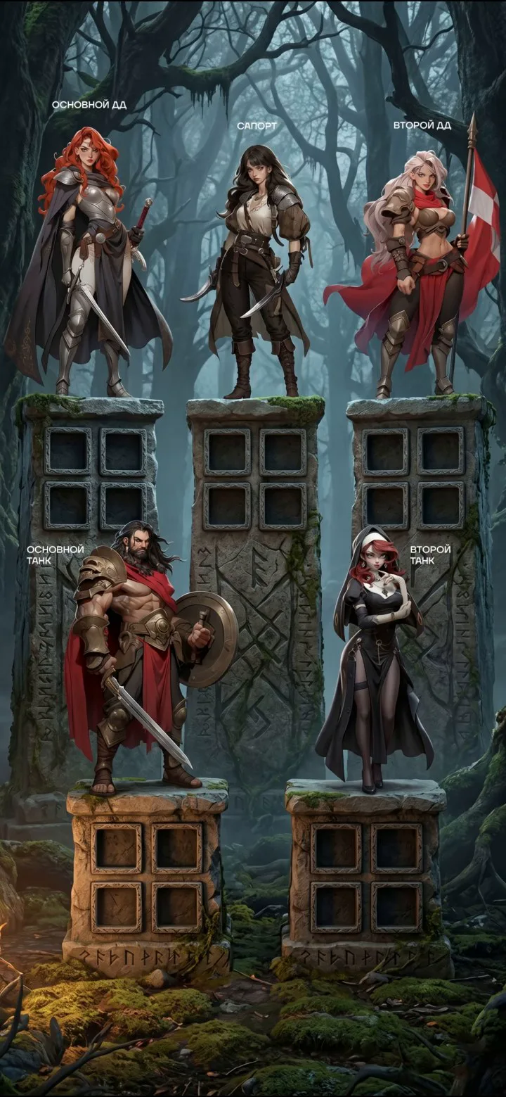 Main squad: DPS, support and tanks